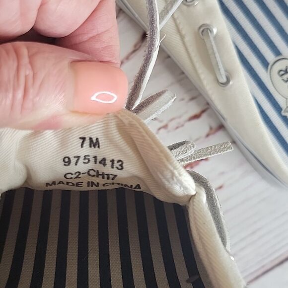 Sperry Cream Canvas Top Sider Slides Size 7 - Picture 7 of 9